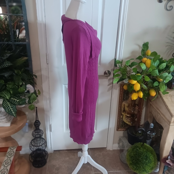 BCBG Max Azria Boysenberry Cable Knit SAHANA Midi Sheath Dress Size Large - Picture 2 of 10